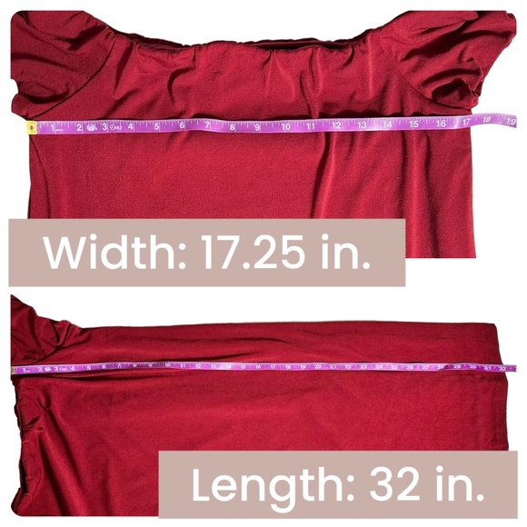 Bishop + Young | Burgundy Off-Shoulder Knee-Length Dress - M - Picture 7 of 8